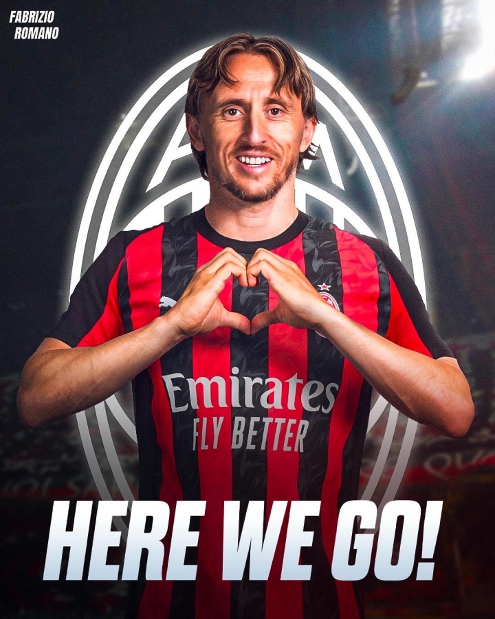 我們?nèi)?！羅曼諾：39歲的莫德里克（Modric）自由加入AC米蘭（AC Milan）
